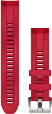 Garmin Quickfit band 22mm, silicone, rood, zilveren gesp (Fenix 7/6/5, Epix 2, MARQ 2, etc.)