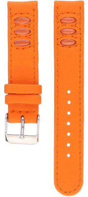 Kinderleren riem 16 mm, oranje, zilveren gesp