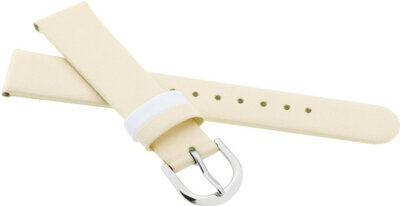 Kinderleren riem 16 mm, beige, zilveren gesp