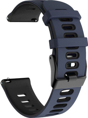 Quick Release band 22mm, silicone, zwart en blauw, zwarte gesp (Garmin Venu, Forerunner 255, Vívoactive 4, etc.)