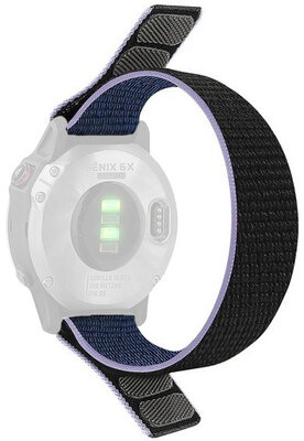 Draagriem 26mm, nylon, blauw met paarse streep (Garmin Fenix 7/6/5 etc.)