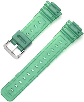 Polsbandje voor Casio G-Shock, kunststof, groen, zilveren gesp (voor modellen GA-2100/GA-2110, DW-5600, GW-6900)