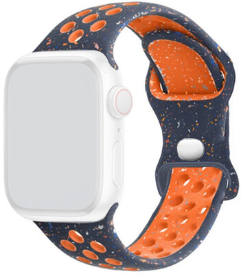 Bandje voor Apple Watch 42/44/45mm, silicone sport, blauw-oranje