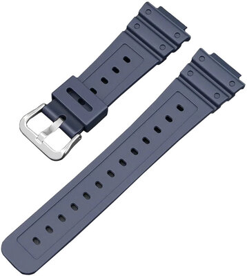 Bandje voor Casio, silicone, donkerblauw, zilveren gesp (GA2100,DW6900)