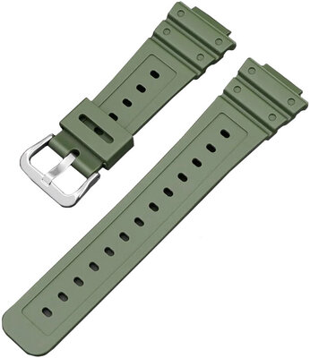 Bandje voor Casio, siliconen, groen, zilveren gesp (GA2100,DW6900)