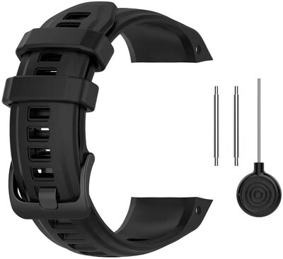 Riem voor Garmin Instinct 2S, siliconen, zwart, zwarte gesp