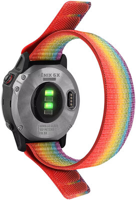 Rijgband 22mm, nylon, regenboog (Garmin Fenix 7/6/5 etc.)