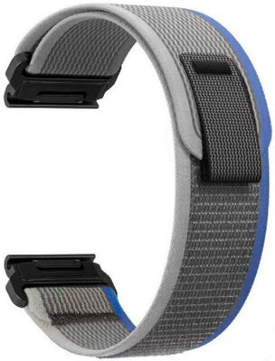 QuickFit band 22mm, nylon, blauwgrijs, klittenband (Garmin Fenix 7/6/5, Epix 2, MARQ 2, etc.)