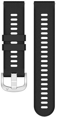 Quick Release band 18mm, silicone, zwart, zilveren gesp (Garmin Venu 2S, Vívoactive 4S, Forerunner 265S, Venu 3S, etc.)