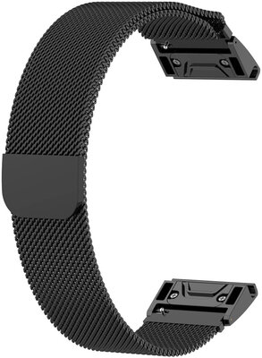 Ricardo stalen armband 20 mm (voor Garmin Fenix 7S, Epix 2, 42mm, etc.), zwart, QuickFit