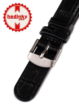 Unisex zwart lederen horlogeband W-080-A